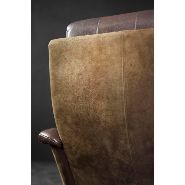 Mid-Century Danish Modern Brown Leather Swivel Armchair from Lystager Industri, 1970s For Sale - Image 14 of 18