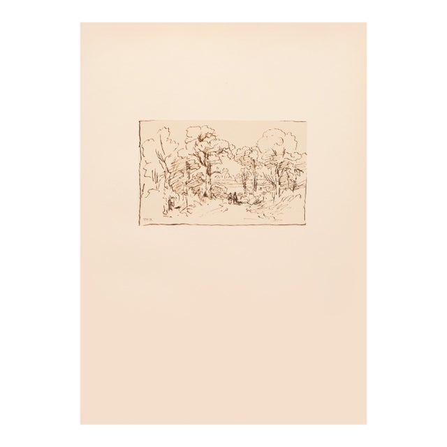 1959 After Theodor Rousseau "Forest Landscape", Monochrome Hungarian Print For Sale