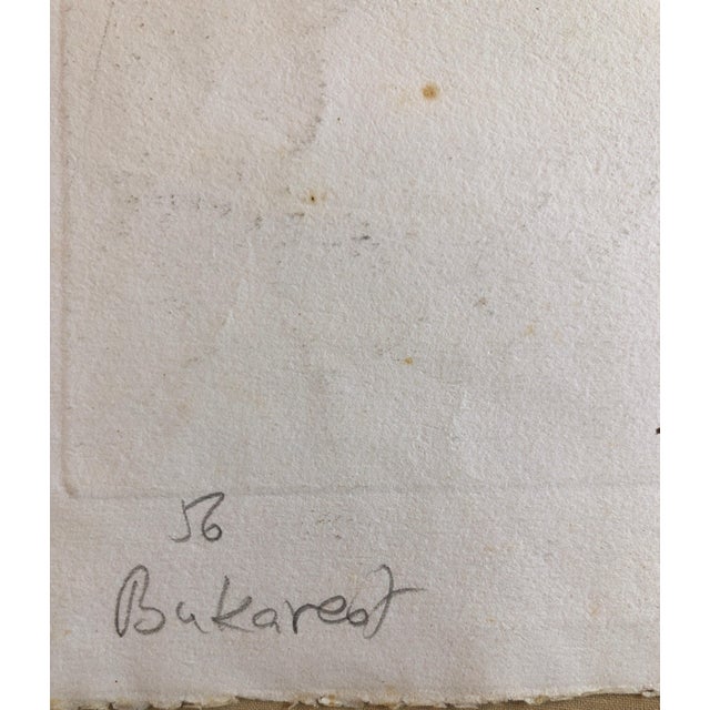 Early 20th Century Dora Szampanier, Bucharest Romania Jewish Memorial Etching Destroyed Synagogue Folk Art Judaica For Sale - Image 5 of 7