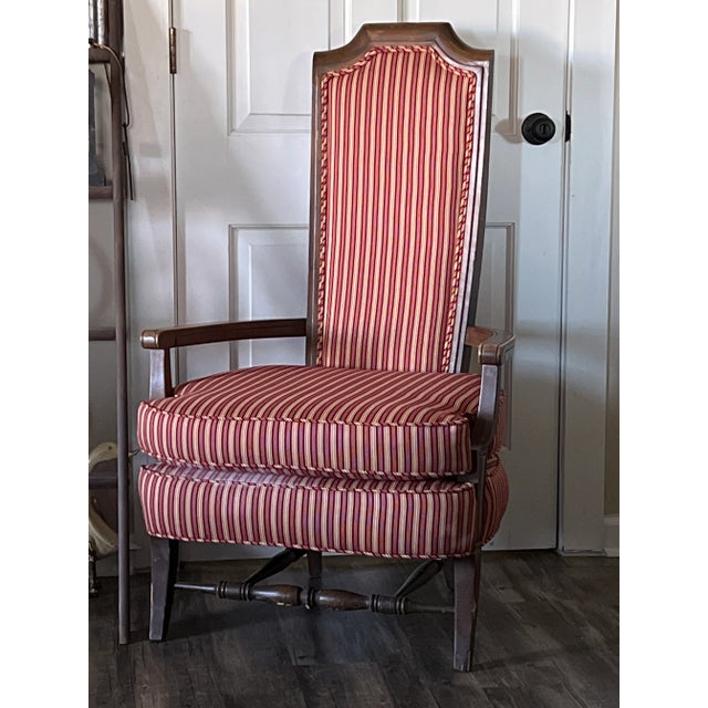 Red 1960s Wood Stripe Upholstered Accent Chair For Sale - Image 8 of 8
