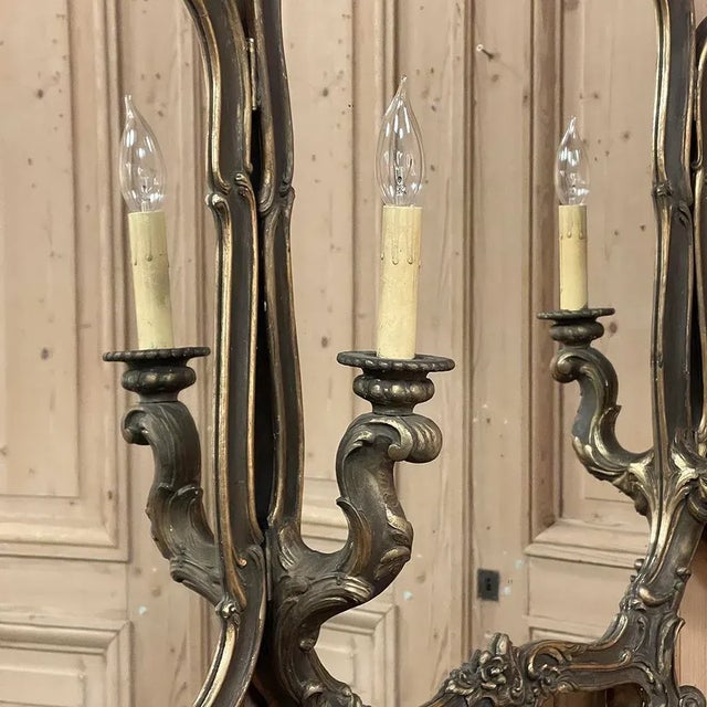 Antique Italian Rococo Tri-Panel Mirror With Lighting For Sale - Image 12 of 12