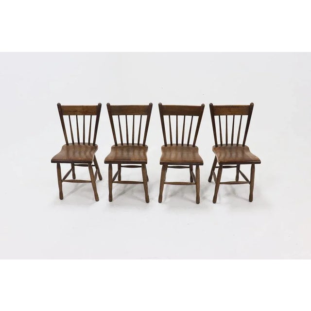 Brown Dutch Brutalist Oak Dining Chairs, 1960s, Set of 4 For Sale - Image 8 of 11