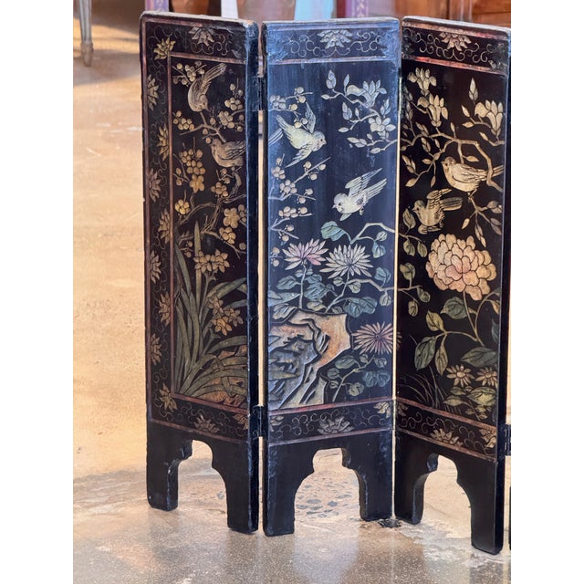 Red Chinese Folding Table Screen For Sale - Image 8 of 13