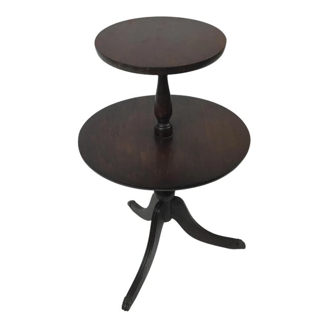 Vintage Chippendale Double Tier Dumbwaiter Table For Sale