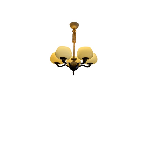 Brown Five Arm Chandelier by Paaavo Tynell for Oy Taito Ab, 1930s For Sale - Image 8 of 18