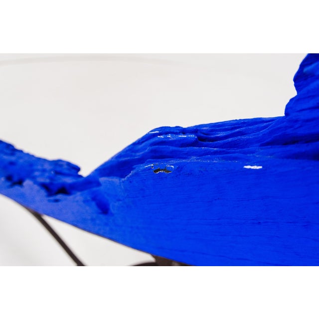 Bruno Helgen, Handcrafted Ultramarine Sculpture, Wood on Steel Base For Sale - Image 16 of 18