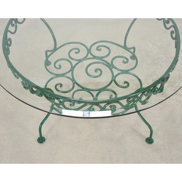 o.w. Lee American Regency Style Wrought Iron and Glass Scrolled Garden Table For Sale - Image 13 of 18