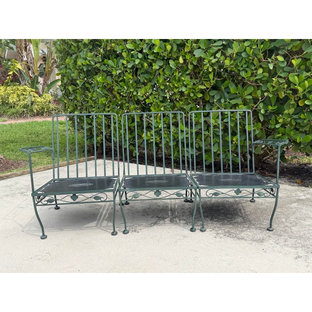 Metal Vintage 74” Meadowcraft 3-Piece Modular Wrought Iron Garden Sofa For Sale - Image 7 of 12