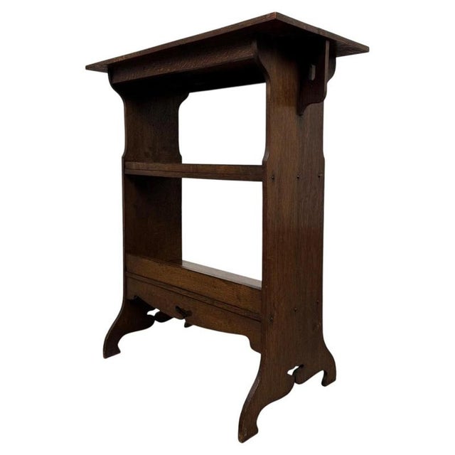 2000 - 2009 Antique English Arts and Crafts Oak Side Table For Sale - Image 5 of 11