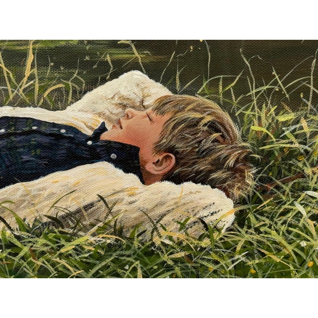 Young Boy Fishing by a Beautiful Riverside in Lush Green English Countryside 1995 For Sale - Image 9 of 18