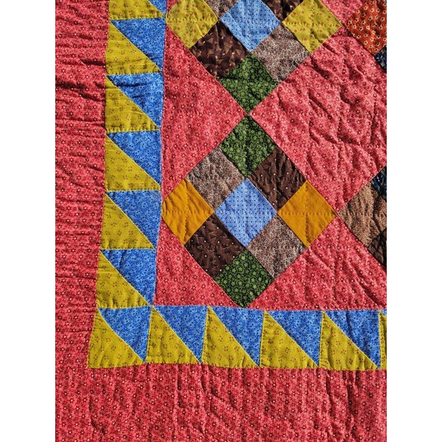 Folk Art 19th C Nine Patch Pennsylvania Quilt For Sale - Image 3 of 9