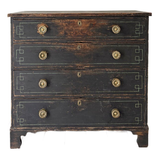 Regency Chest of Drawers with Geometric Stencilling For Sale