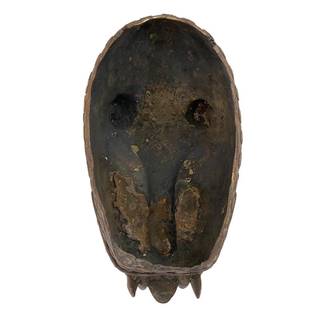 Large Benin Bronze Leopard Head Nigeria African Chairish