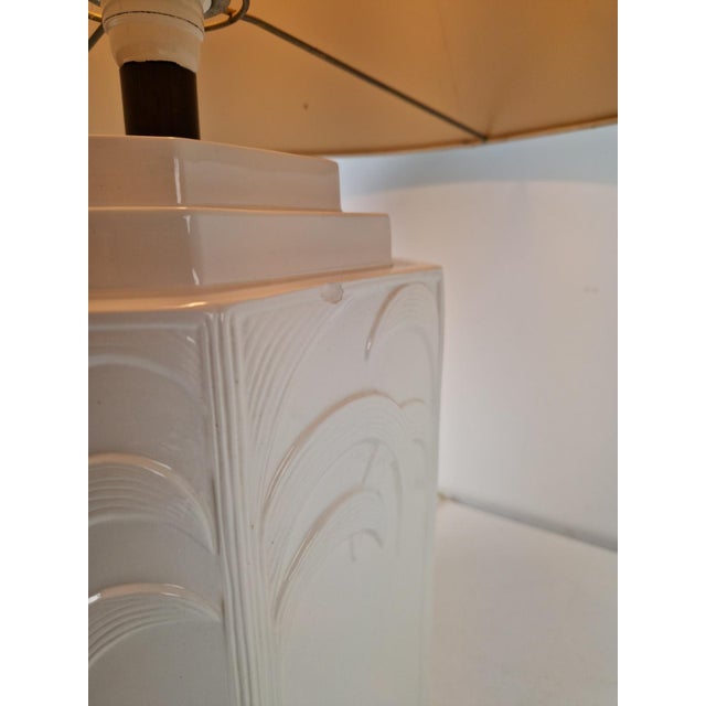 White Ceramic Palm Tree Table Lamp in the style of Serge Roche, 1970s For Sale - Image 12 of 14