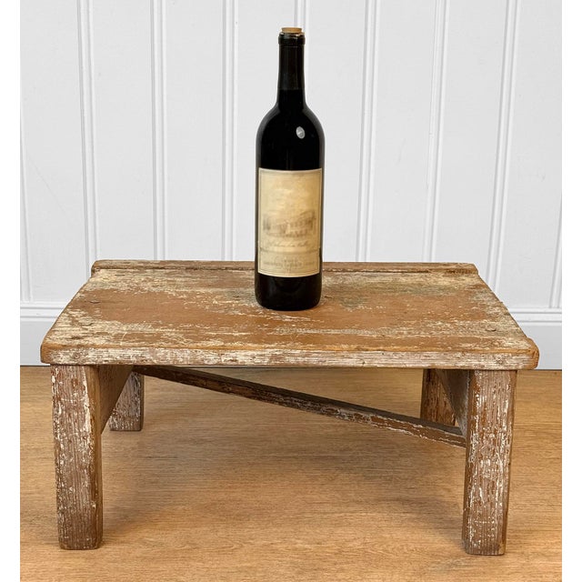 - An Early Primitive Farmhouse Step Stool - Solid Wood with Layers of Worn & Chipped Painted Finish - Supported 260lbs -...