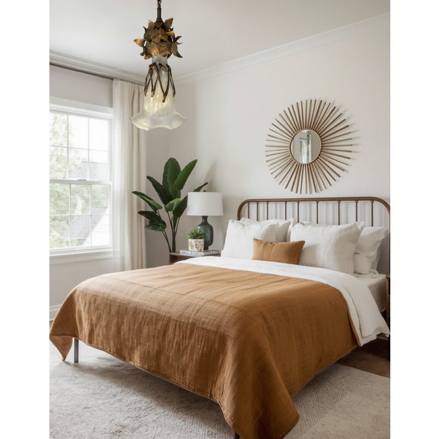 White Vintage Filip Ravert Romblast White Frosted Romblast Shade Tole Pendant Light For Sale - Image 8 of 18