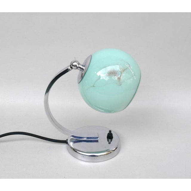1940s Art Deco Bedside Lamp in Chrome-Plated & Glass Shade, 1930s For Sale - Image 5 of 18