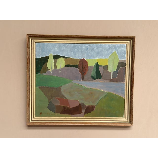 Carl‑einar Andersson, Trees and Fields, 1959, Oil on Panel, Framed For Sale - Image 8 of 18