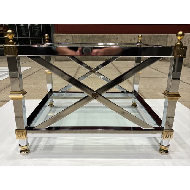 Mid-Century Modern Mastercraft Chrome and Brass End Table For Sale - Image 3 of 12