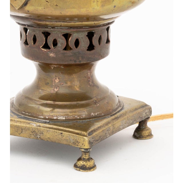 Early 20th Century Imperial Russian Brass Samovar Mounted as Lamp For Sale - Image 5 of 9