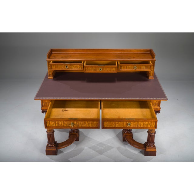 Wilhelmine Secretary in Walnut & Exotic Veneer with Leather Top For Sale - Image 10 of 18