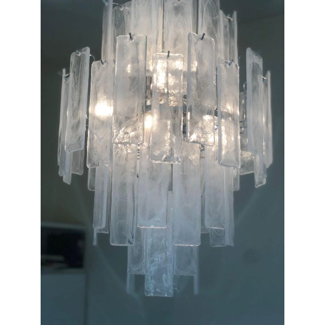 White Contemporary Italian Murano Glass "Alabastro Listelli" Sputnik Chandelier For Sale - Image 8 of 13