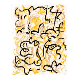 “Dancing Animals” Harrison Gilman Contemporary Abstract Drawing, Matted For Sale