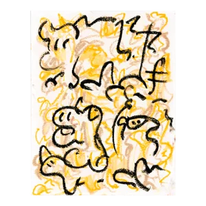 “Dancing Animals” Harrison Gilman Contemporary Abstract Drawing, Matted