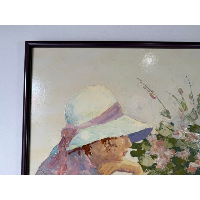 1970s Vintage Daydream- Still Life Portrait Oil on Board Painting, Signed Shallow – Framed For Sale In Miami - Image 6 of 12