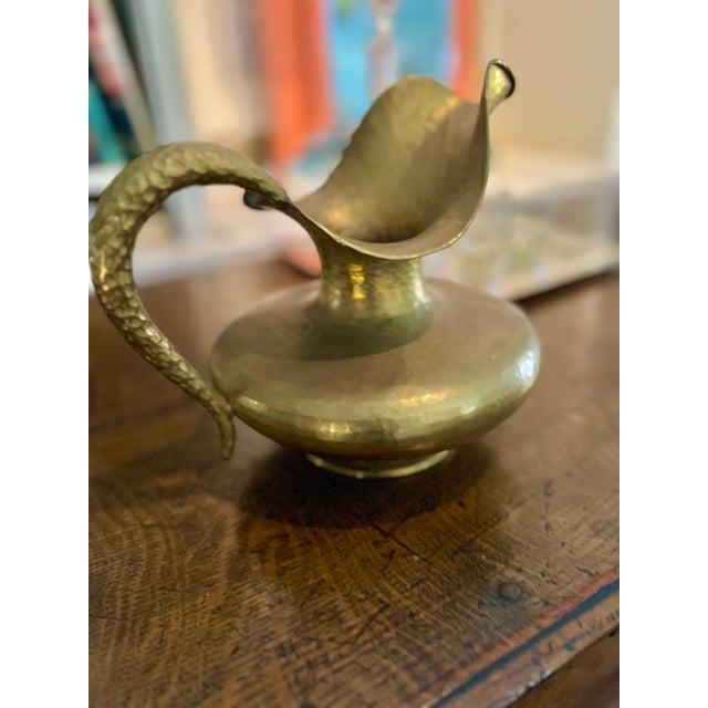 Italian Egidio Casagrande Hammered Brass Pitcher For Sale - Image 10 of 11