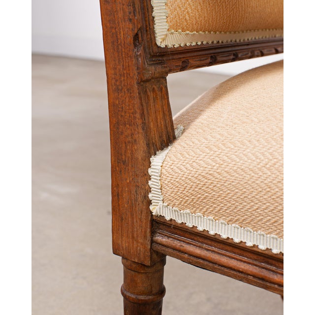 Pair of French Louis XVI Carved Walnut Fauteuil Armchairs For Sale - Image 15 of 17