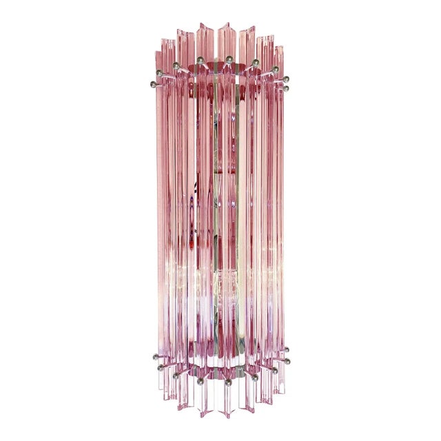 Mid-Century Modern Italian Scenographic Pink “Triedro” Murano Glass Wall Sconces — Lot of Four For Sale - Image 3 of 7