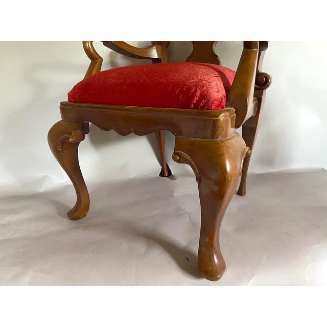 Early 20th C Queen Anne Mahogany Red Velvet Child Chair For Sale - Image 4 of 9