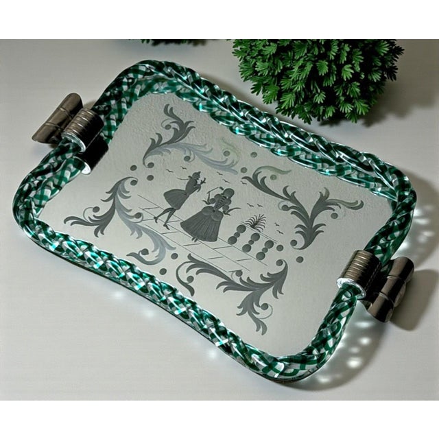 Murano Barovier Style Vanity Tray With Hand-Engraved Mirror 2 For Sale - Image 17 of 18