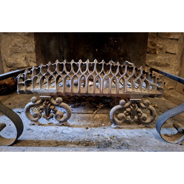 Andirons with Fireplace Log Holders in Wrought Iron and Brass, 1800s, Set of 3 For Sale - Image 4 of 8