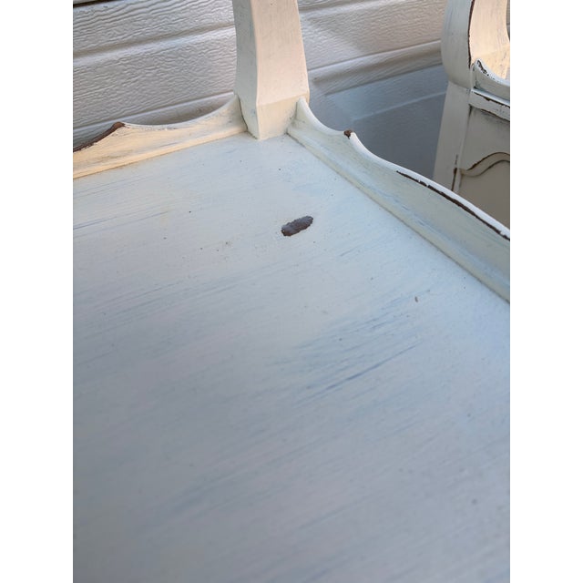 Vintage French Country Nightstands, Pair of Distressed White Bedside Cabinets With Wire Mesh Doors, Cottage Farmhouse Furniture, Shabby Chic For Sale - Image 9 of 12