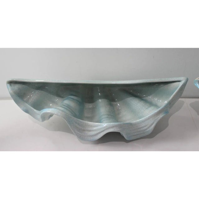Mid 20th Century Wall Pockets Clam Shell Ceramic - A Pair For Sale - Image 5 of 13