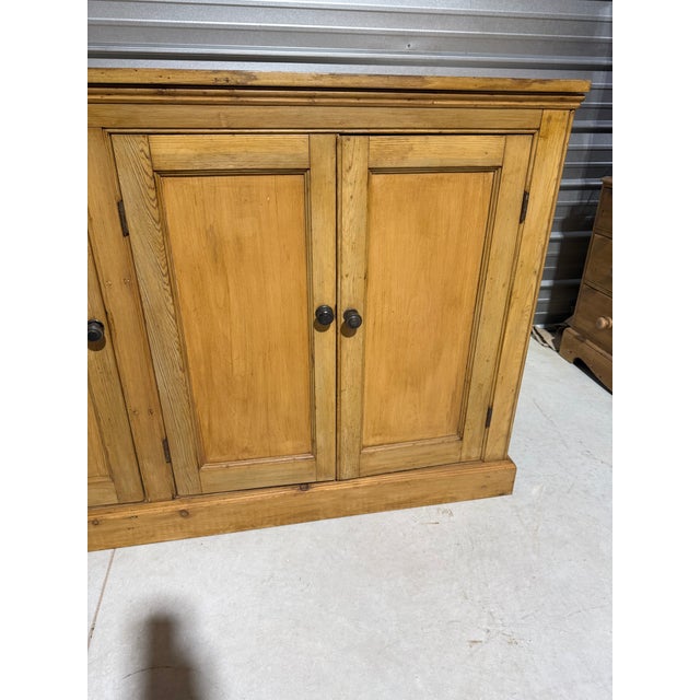 Tan Antique Pine Three Door Cupboard / Cabinet From England For Sale - Image 8 of 18