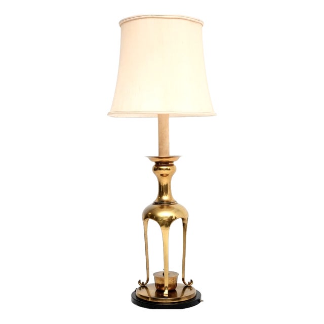 Large Vintage Brass Table Lamp, 1960s For Sale