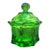 Vintage Fostoria Coin Glass Lidded Candy Dish in Emerald Green, C. 1960s For Sale