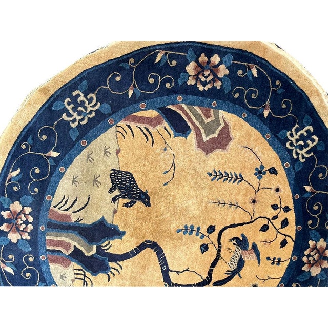 1920s A Rare Antique 6' Round Art Deco Chinese Rug For Sale - Image 5 of 5