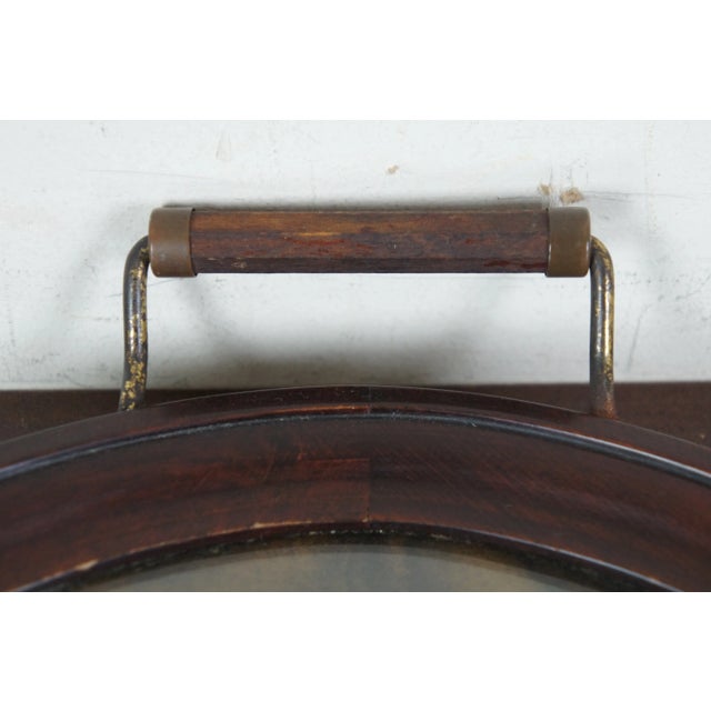 Antique Scalloped Walnut Victorian Handled Tea Coffee Tray with Inlaid Shell Design For Sale - Image 12 of 12