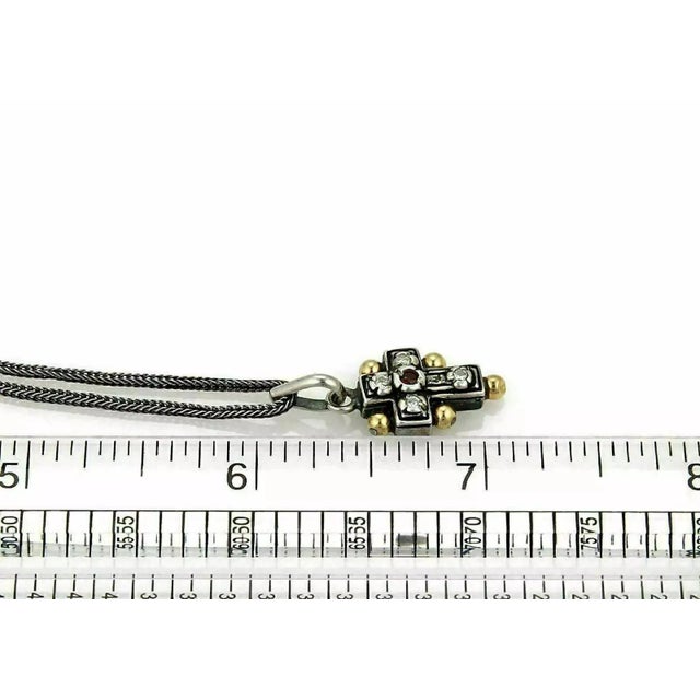 Metal Konstantino Diamond & Ruby Sterling 18k Yellow Gold Cross Pendant Necklace For Sale - Image 7 of 7