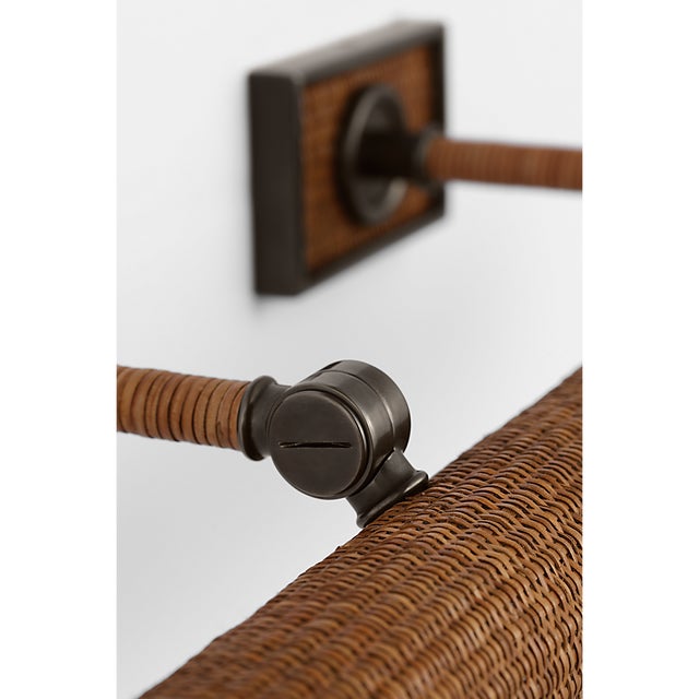 2020s Chapman & Myers for Visual Comfort Signature Halwell 24" Picture Light in Bronze and Natural Woven Rattan For Sale - Image 5 of 9