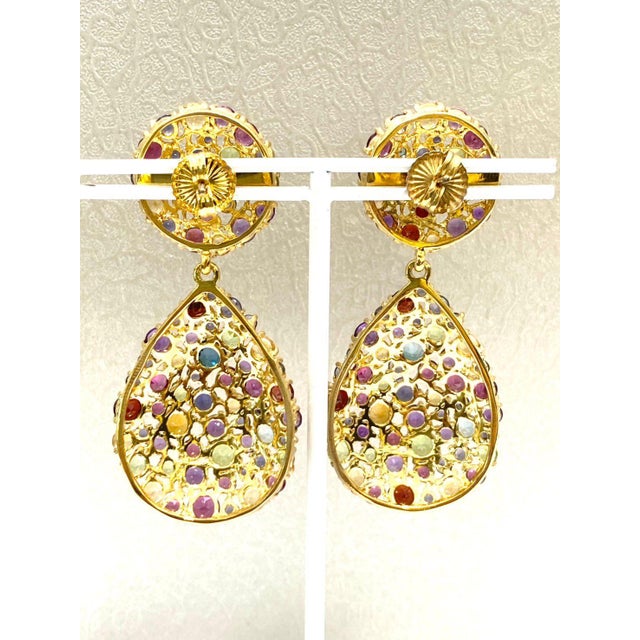 Bochic “Orient” Multi Color, Citrine & Amethyst Earrings Set 18K Gold & Silver For Sale - Image 4 of 10