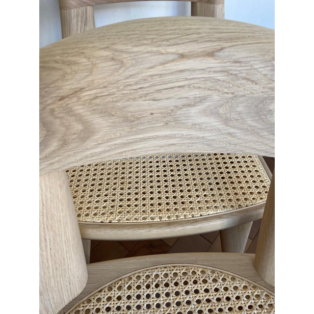 2020s Set of 4 Armless BassamFellows Brutus Chairs - Raw Oak & Double Caned Seats, Hand-Made in Italy For Sale - Image 5 of 11