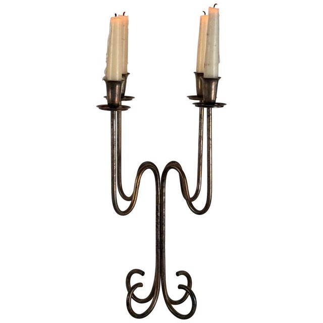 Italian Four-Arm Silverplate Candelabrum with Authentic Patina, 1930s For Sale - Image 11 of 11