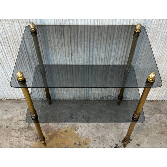 Early 20th Hollywood Regency Bronze Cocktail Table with Smoked Glass For Sale - Image 12 of 18