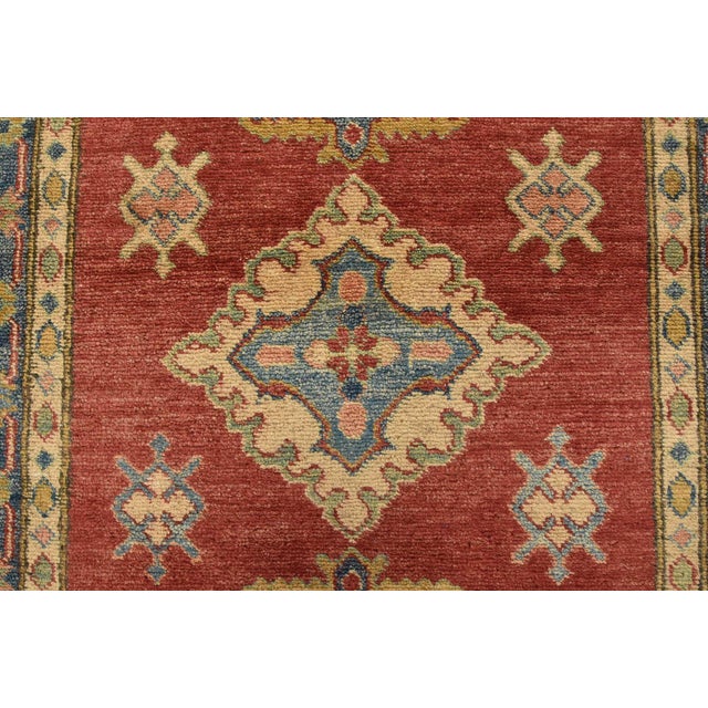 Textile Kazak Runner 2’9” X 13’2” Red Wool Tribal Hand-Knotted Oriental Rug For Sale - Image 7 of 12