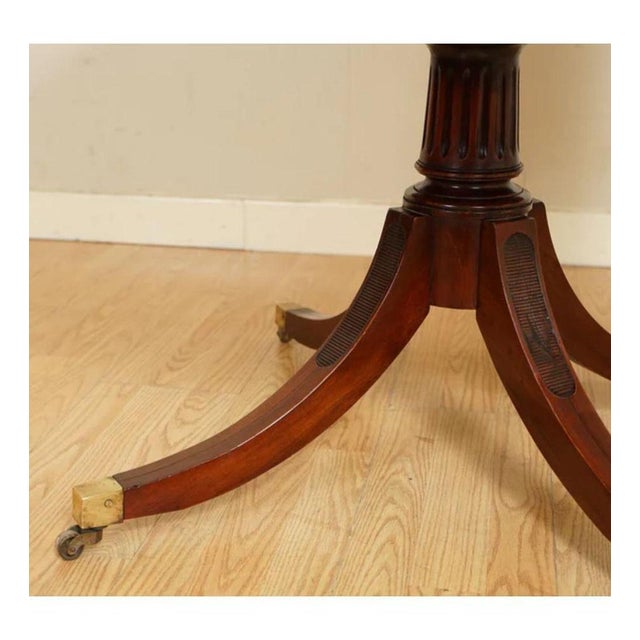 Metal Regency Style Revolving Bookcase Drum Table in Hand Dyed Whiskey Brown, 1940s For Sale - Image 7 of 11